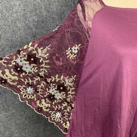 Anthropologie Akemi + Kin Bat Wing Top Women XXS Sheer Mesh Embroidered Sleeves - Picture 3 of 12